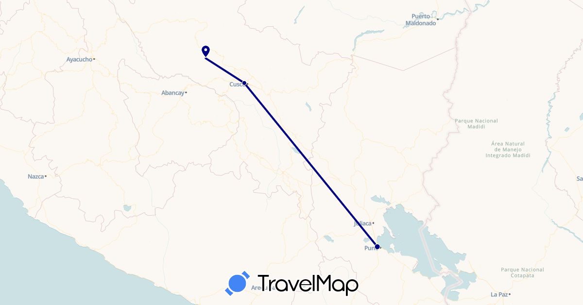 TravelMap itinerary: driving in Peru (South America)